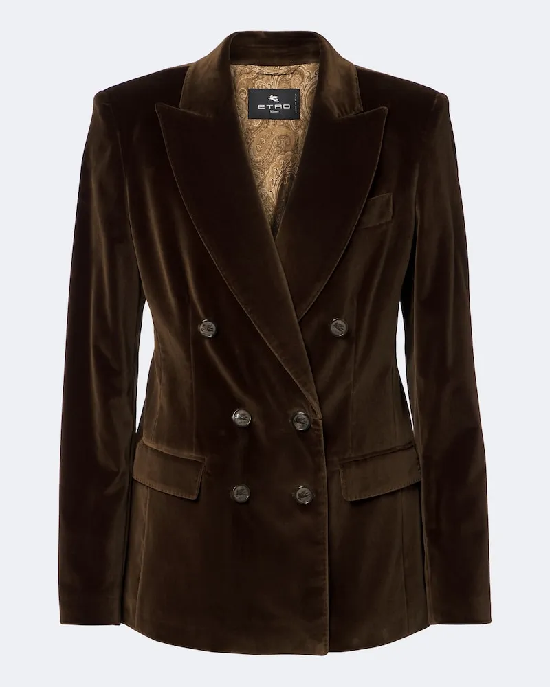 Etro Blazer in velluto di cotone doppiopetto Marrone