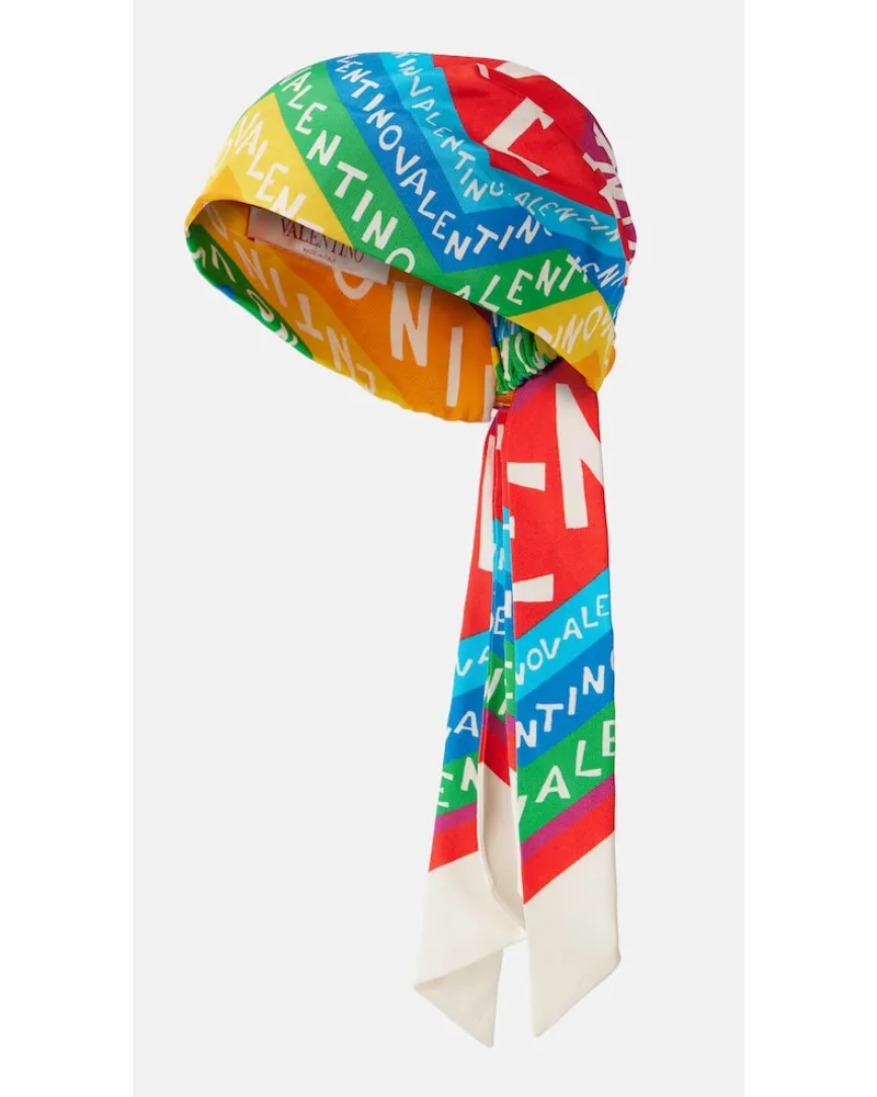 Valentino Garavani Foulard Valentino Chevron 24 in seta e cotone Multicolore