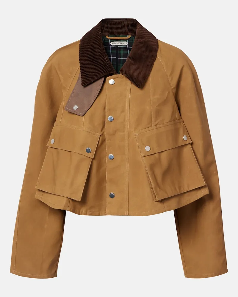 J.W.Anderson Giacca cropped in cotone con velluto a coste Beige