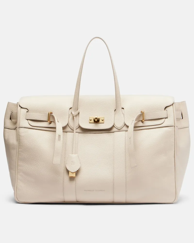 Brunello Cucinelli Shopper Large in pelle Bianco