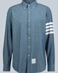 Thom Browne Camicia 4-Bar in chambray Blu