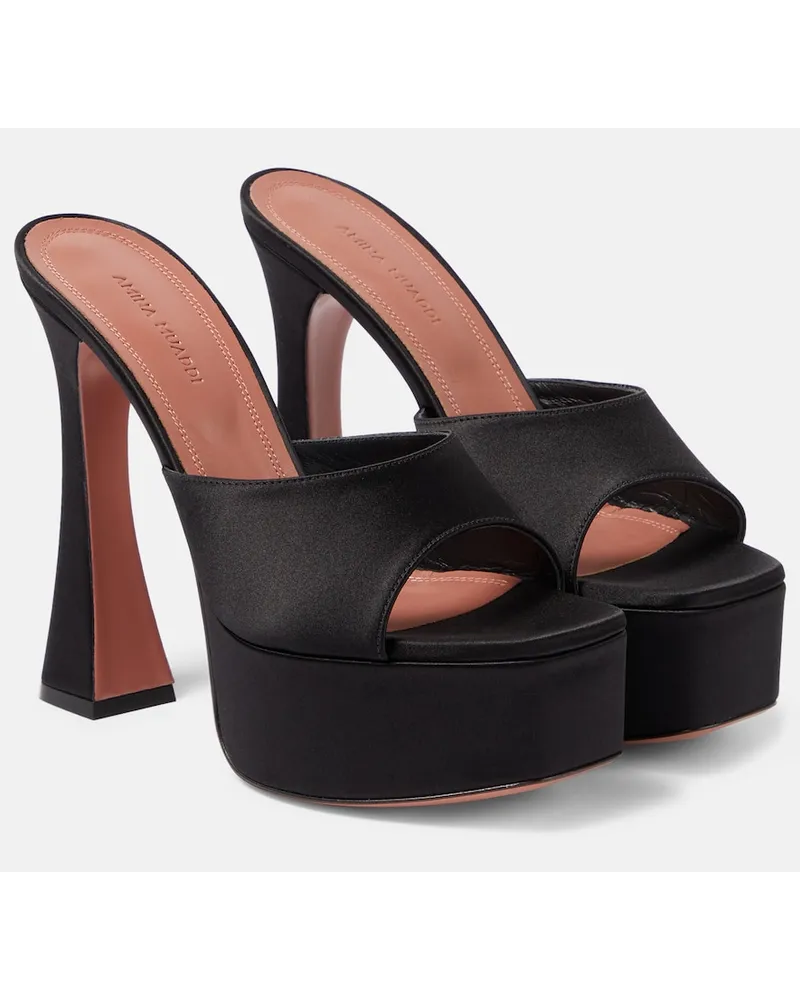 Amina Muaddi Sandali Dalida in raso con plateau Nero