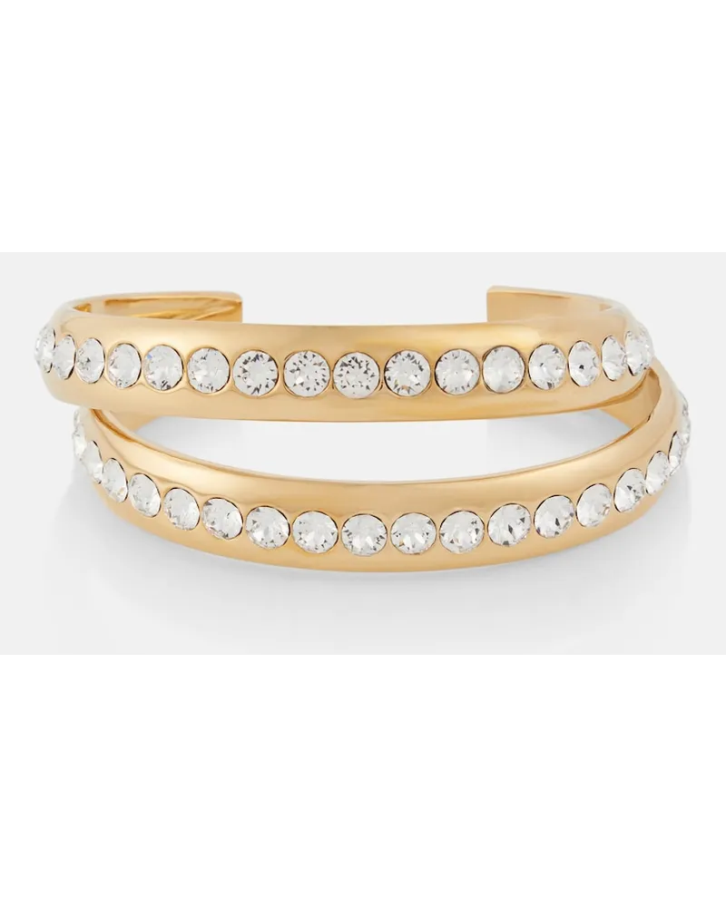 Amina Muaddi Bracciale rigido Jahleel con cristalli Oro