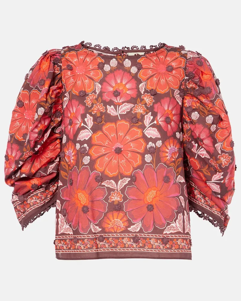 FARM Rio Blusa Gigi Tapestry in cotone con stampa Rosso
