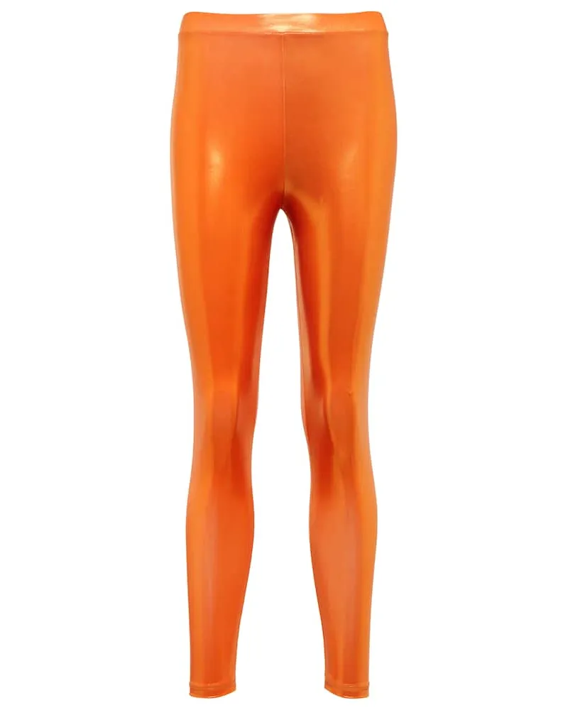 Alessandra Rich Leggings in jersey lamÃ Arancione