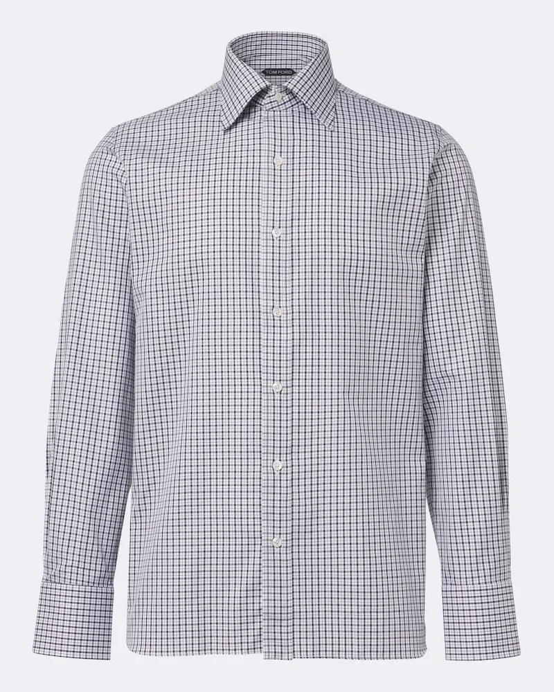 Tom Ford Camicia in cotone a quadri Nero