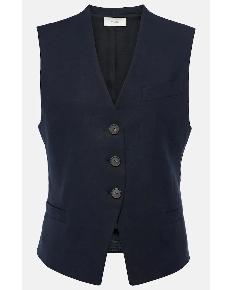 Vince Gilet in misto lino Blu