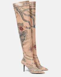 Jimmy Choo x Jean Paul Gaultier - Stivali cuissardes Tattoo Beige