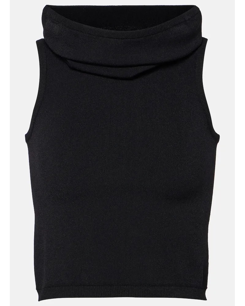 Alaïa AlaÃ¯a Top cropped con cappuccio Nero