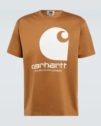 Junya Watanabe x Carhartt - T-shirt in jersey di cotone con stampa Marrone