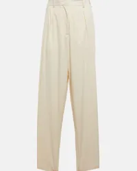 Joseph Pantaloni Buckley in cotone a vita alta Bianco