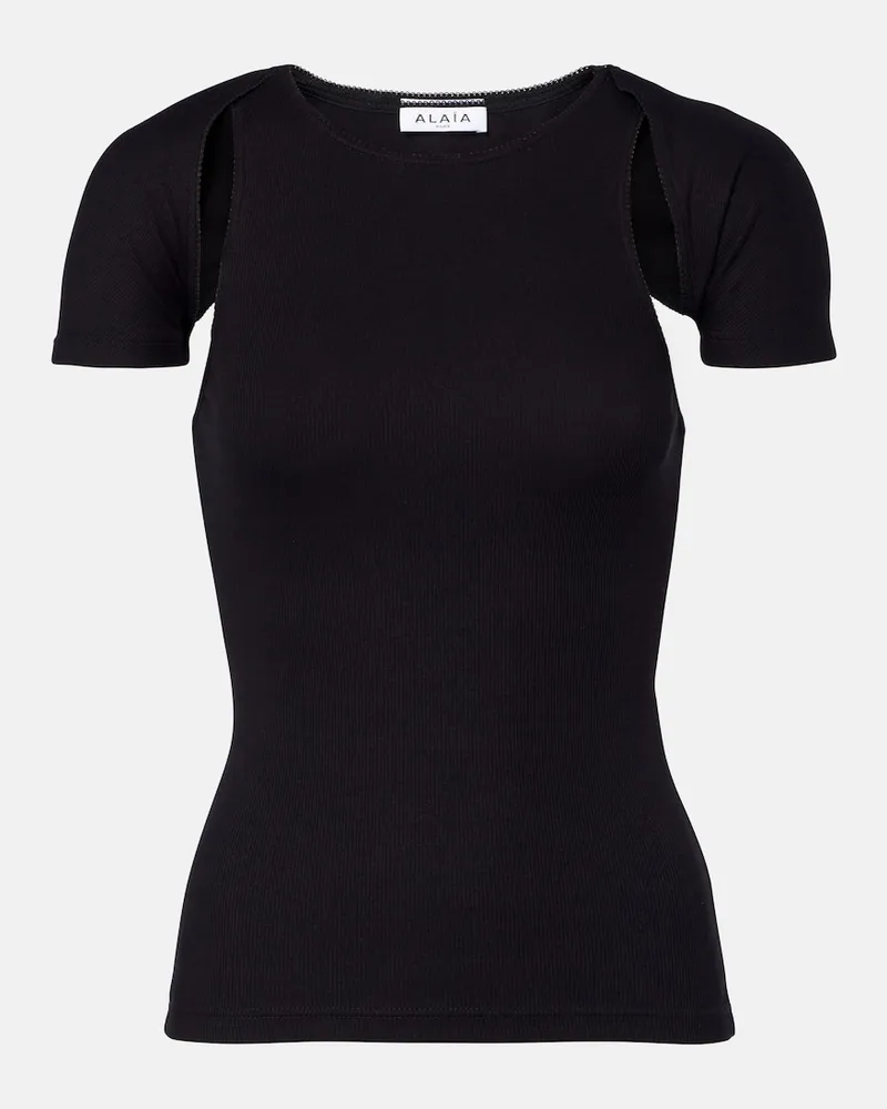 Alaïa Alaïa Top in jersey a coste Nero