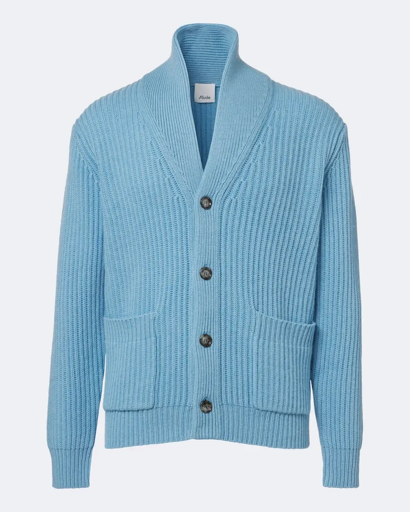 ALLUDE Cardigan in lana e cashmere a coste Blu