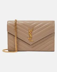 Saint Laurent Clutch portafoglio Cassandre in pelle Grigio