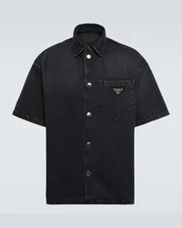 Prada Camicia di jeans con logo Nero