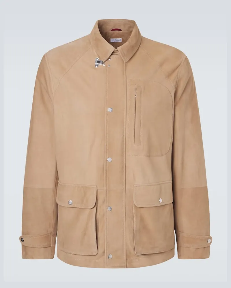 Brunello Cucinelli Giacca in suede Beige