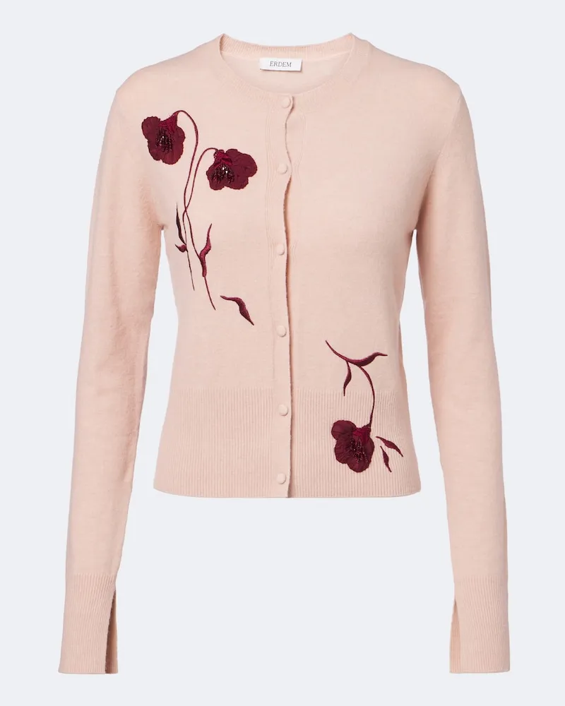 Erdem Cardigan con applicazioni floreali Rosa