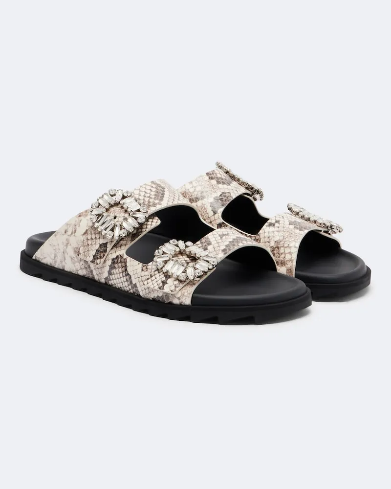 Roger Vivier Sandali Slidy Viv' in pelle con stampa Bianco