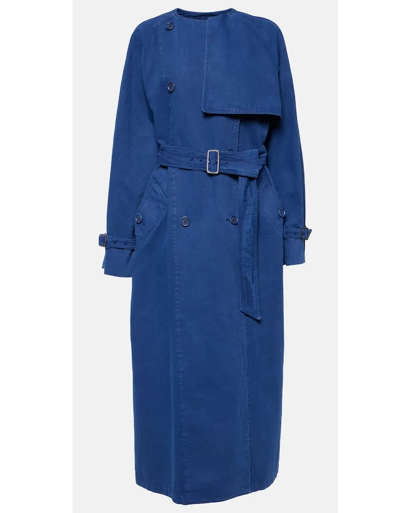 Max Mara Trench Calao in canvas di cotone Blu