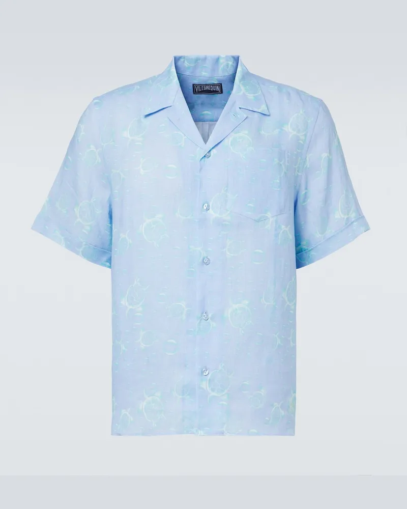 Vilebrequin Camicia in lino con stampa Blu