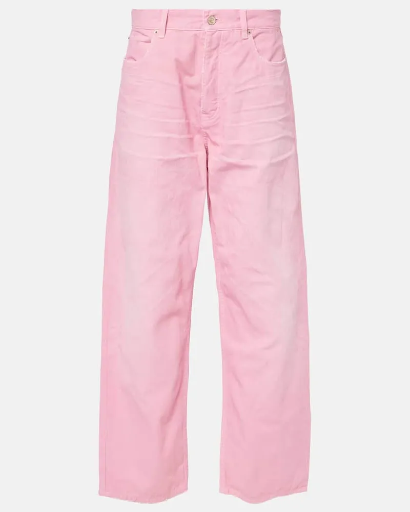 Balenciaga Jeans a gamba larga e vita alta Rosa