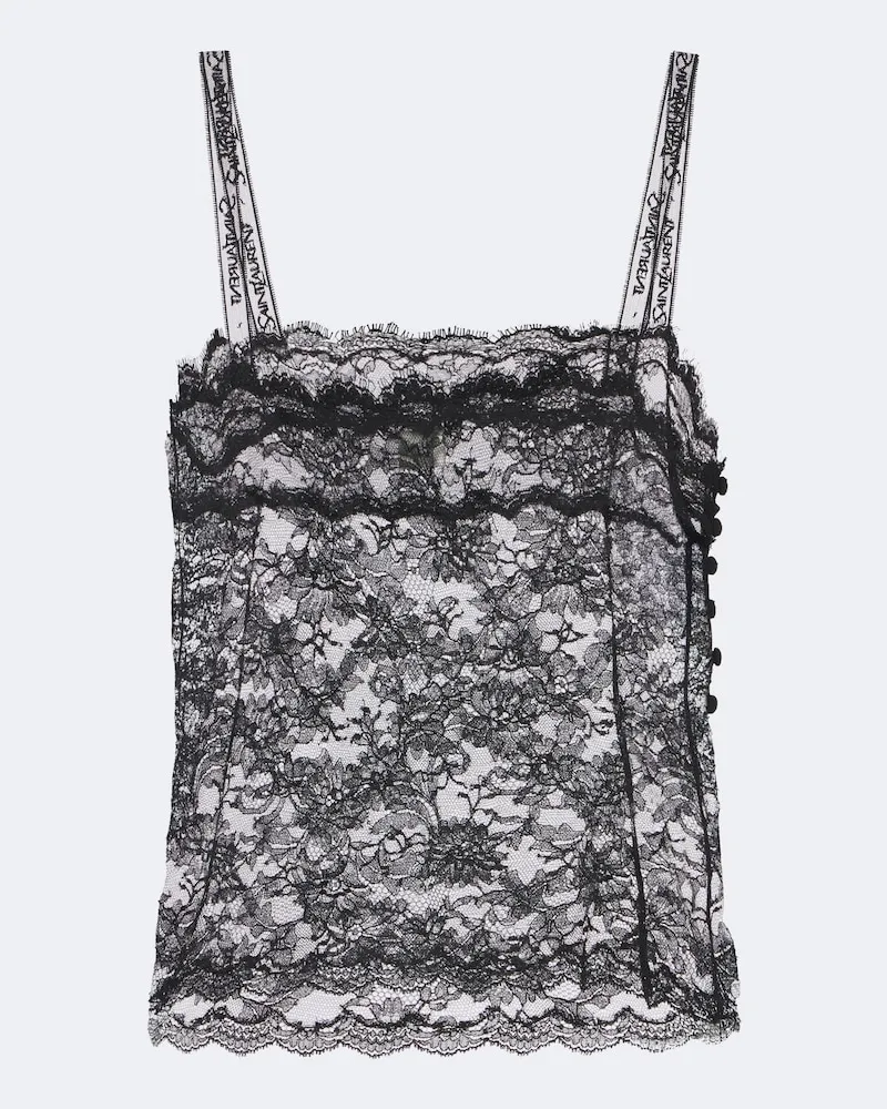 Saint Laurent Top in pizzo Nero