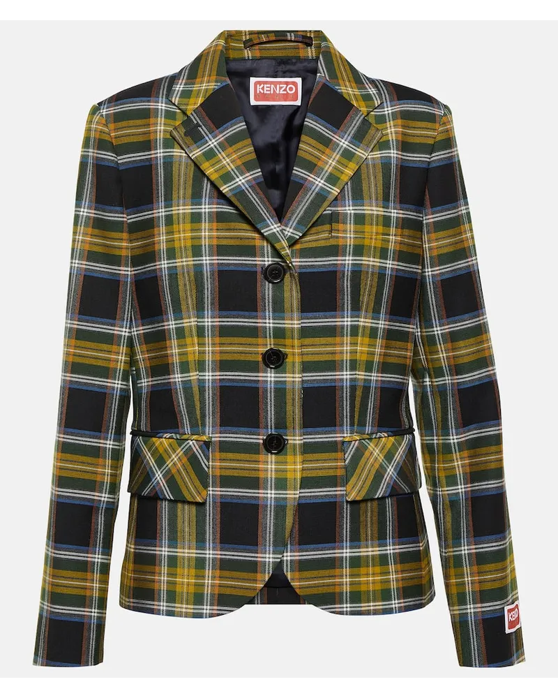 Kenzo Blazer in misto lana a quadri Verde