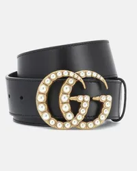 Gucci Cintura GG in pelle con cristalli Nero