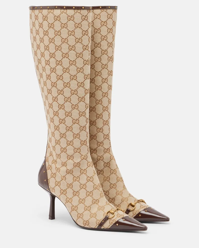 Gucci Stivali Savoy in canvas GG Beige