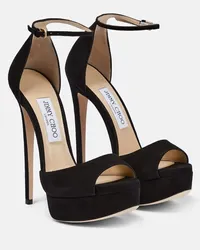 Jimmy Choo Sandali Max 150 in suede con plateau Nero