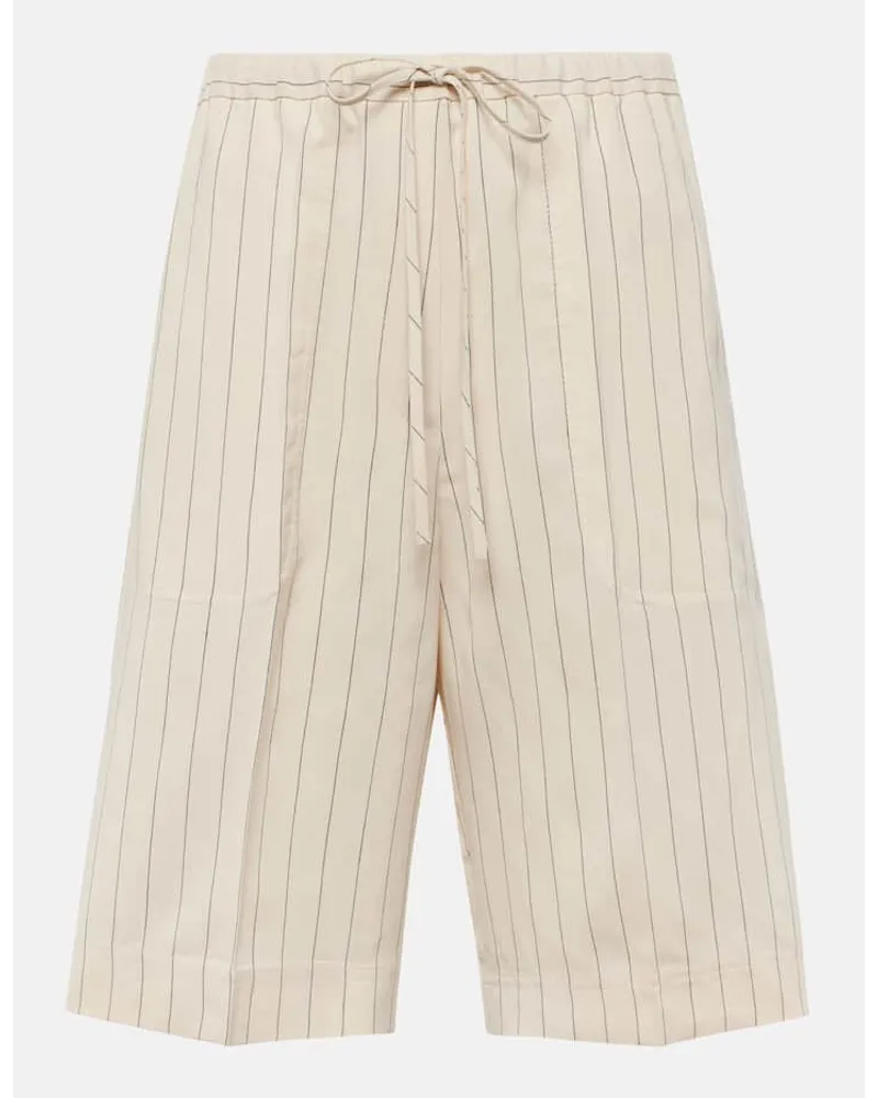 Totême Shorts in twill a righe Bianco
