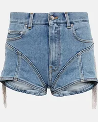 Thierry Mugler Shorts di jeans Spiral a vita alta Blu