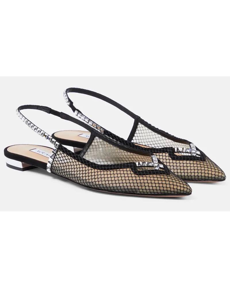 Aquazzura Ballerine slingback Forbidden Love in mesh e suede Nero