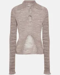 Acne Studios Top distressed in maglia di misto lino Grigio