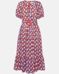 Diane von Furstenberg Abito midi Lindy in misto cotone Rosso