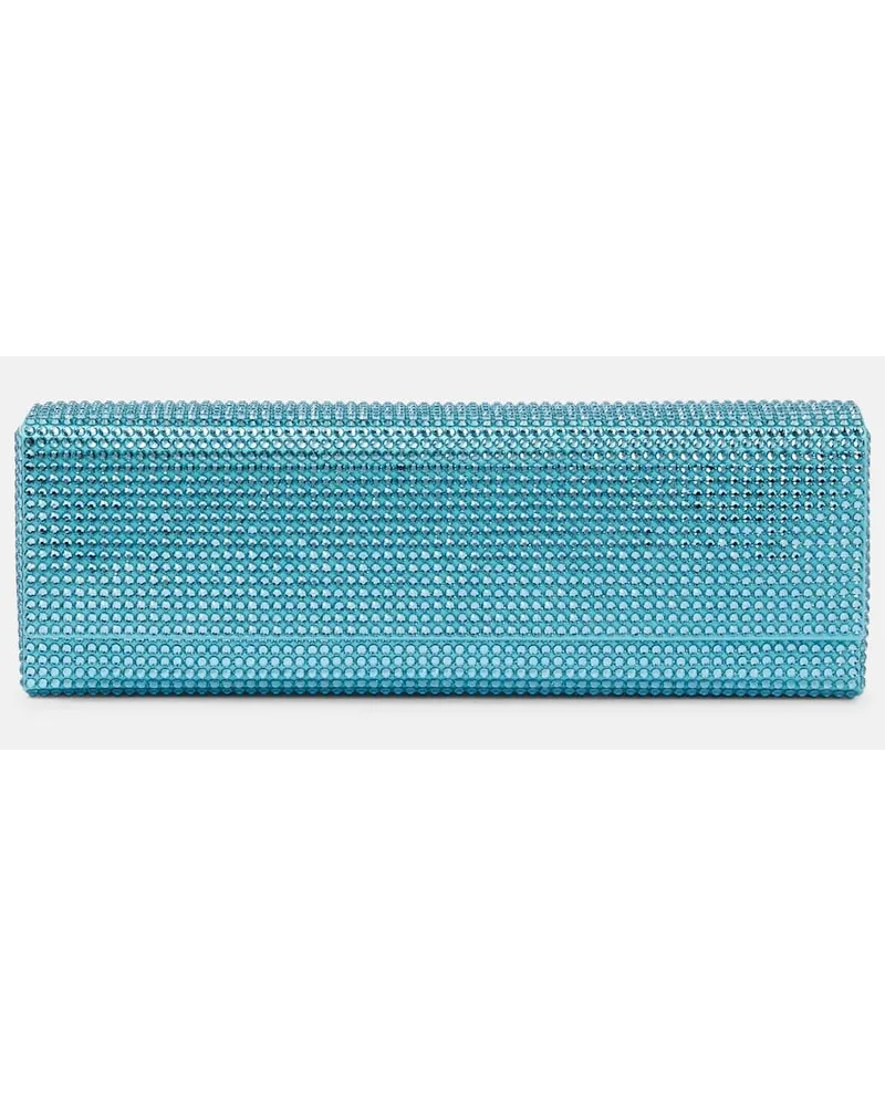 Amina Muaddi Clutch Amini Paloma con cristalli Turchese