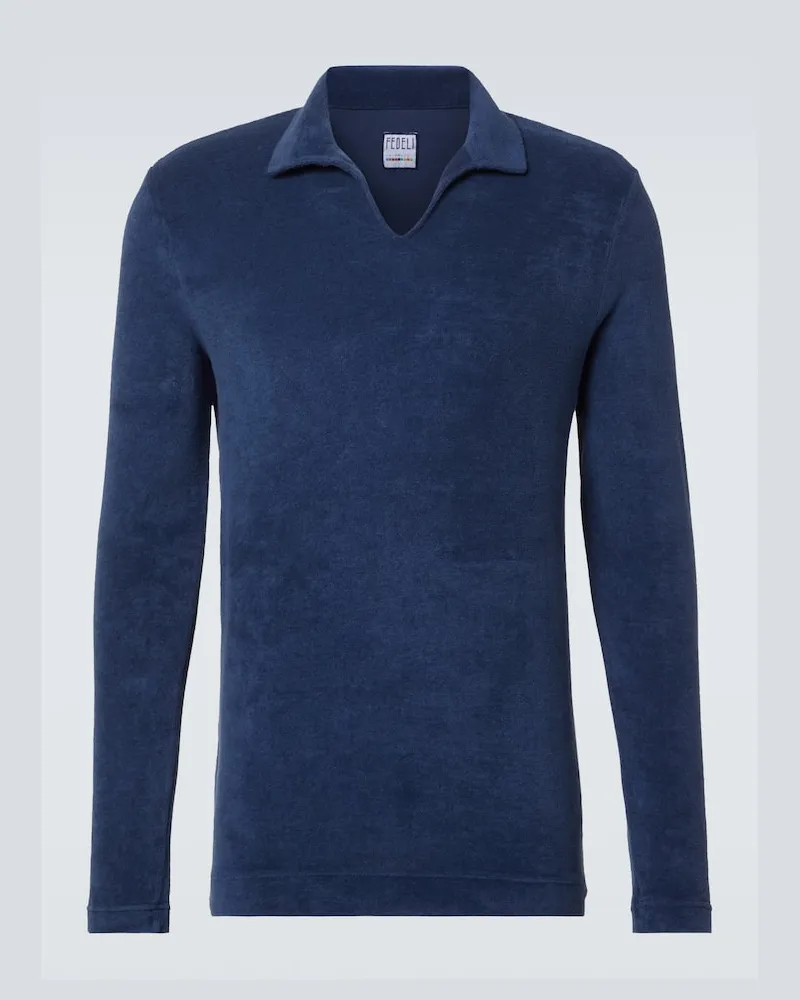Fedeli Polo in spugna di cotone Blu