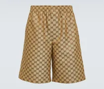 Gucci Shorts in misto lino GG Beige
