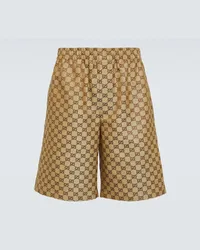 Gucci Shorts in misto lino GG Beige