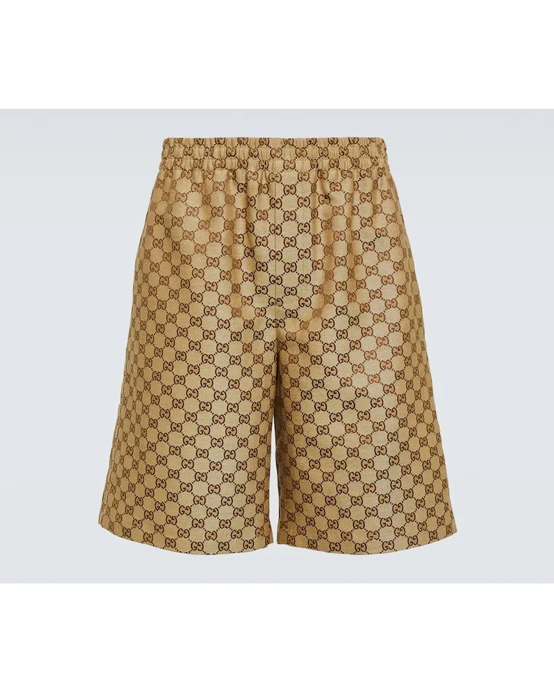 Gucci Shorts in misto lino GG Beige