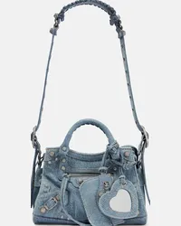 Balenciaga Borsa a spalla Neo Cagole XS in denim Blu