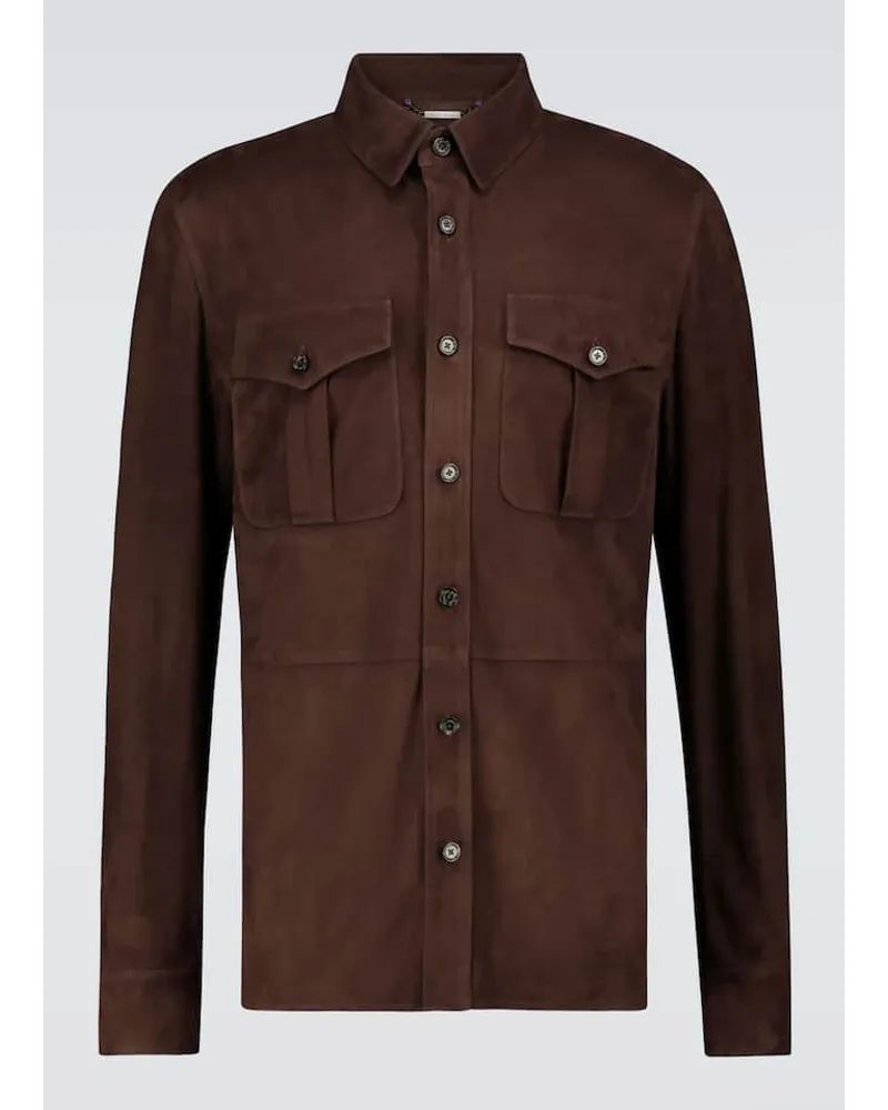 Ralph Lauren Camicia Barron in suede Marrone