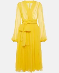 Dolce & Gabbana Abito midi in chiffon di seta Giallo