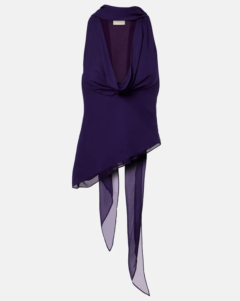 De La Vali Top Diosa in georgette drappeggiato Viola