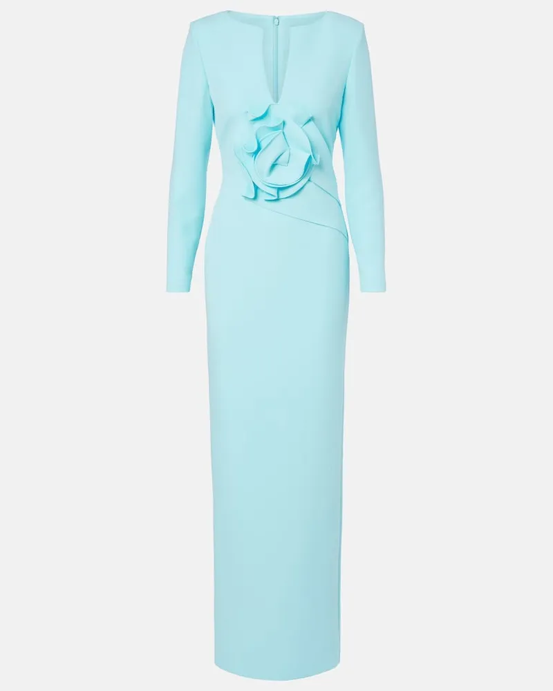 Roland Mouret Abito lungo in crêpe con applicazioni Blu