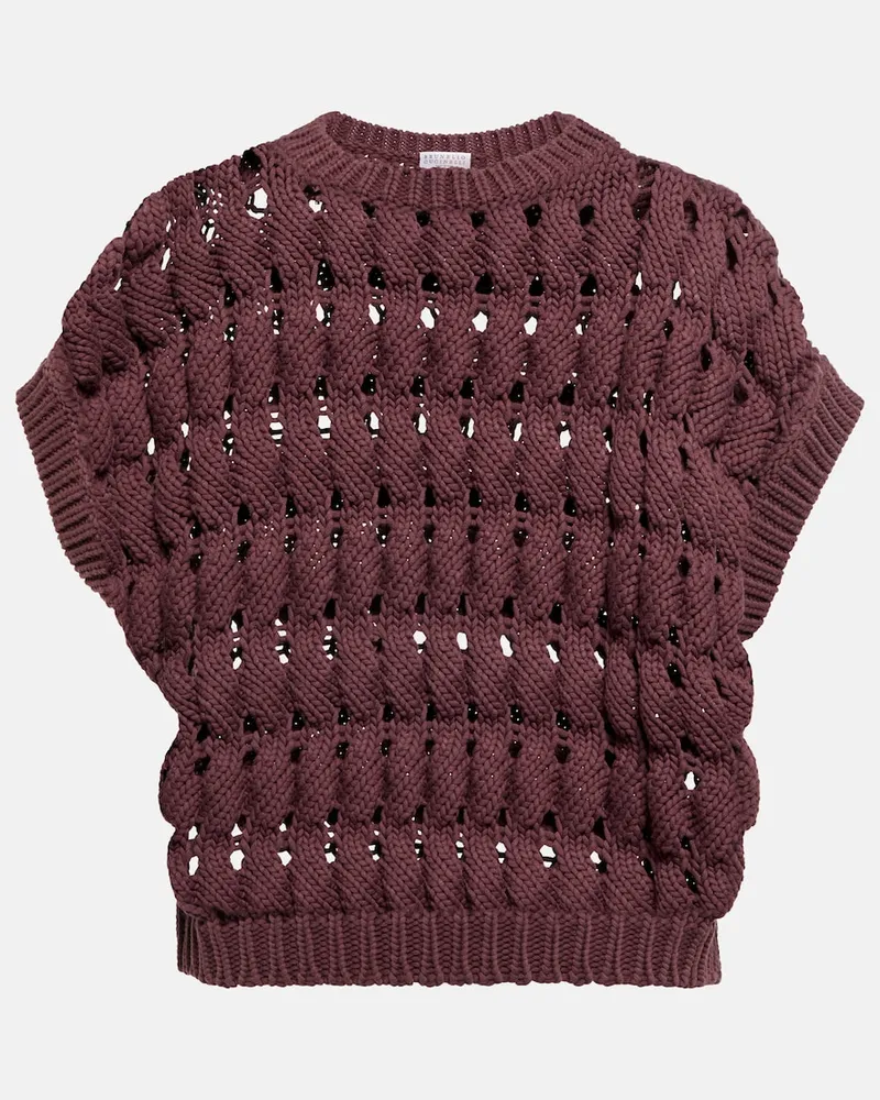 Brunello Cucinelli Top in misto cotone Rosso