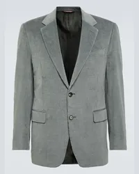 Canali Blazer in cotone e cashmere a coste Grigio