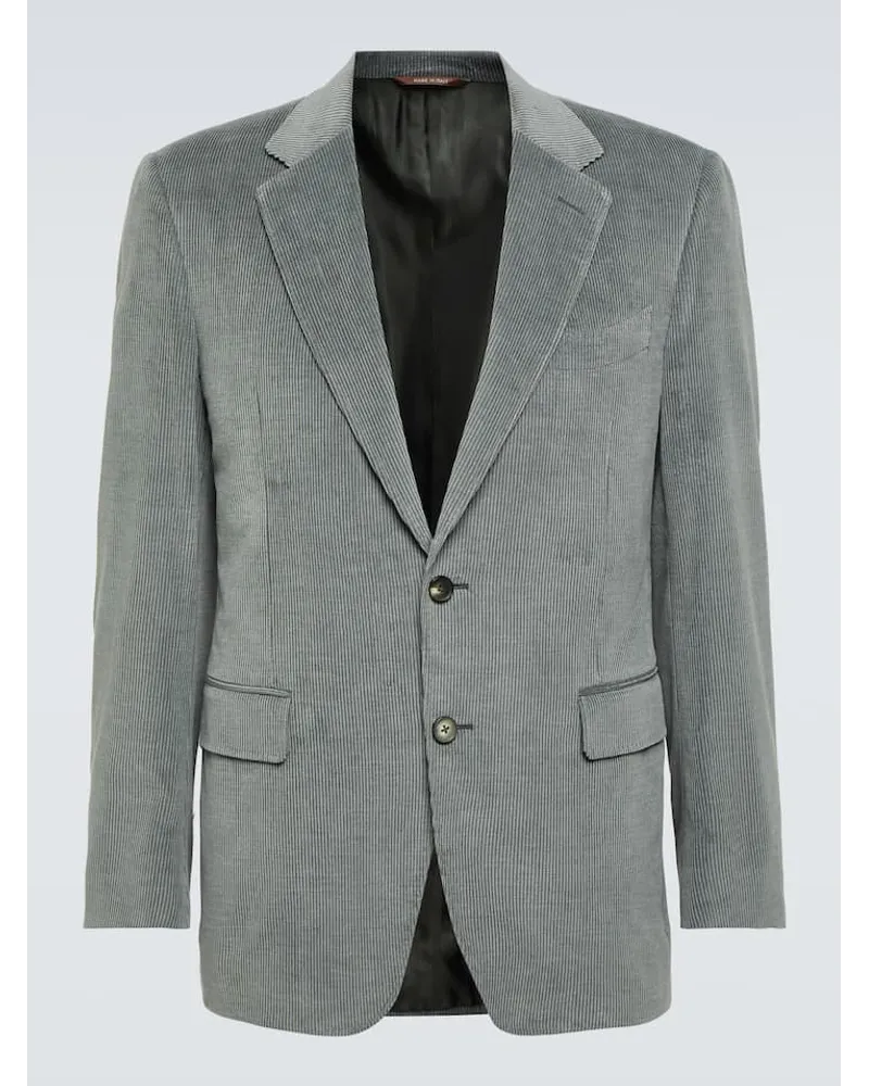 Canali Blazer in cotone e cashmere a coste Grigio