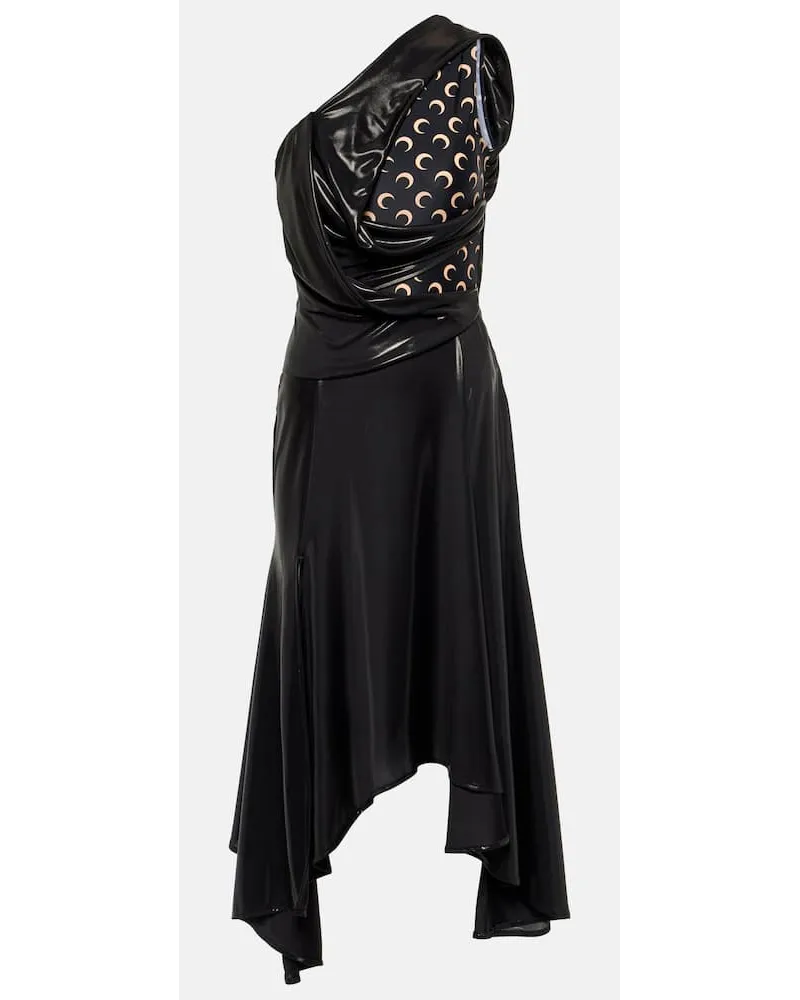 Marine Serre Abito midi in jersey Nero