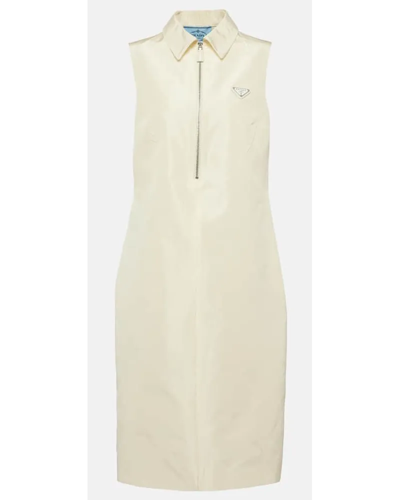 Prada Abito midi in misto seta Bianco